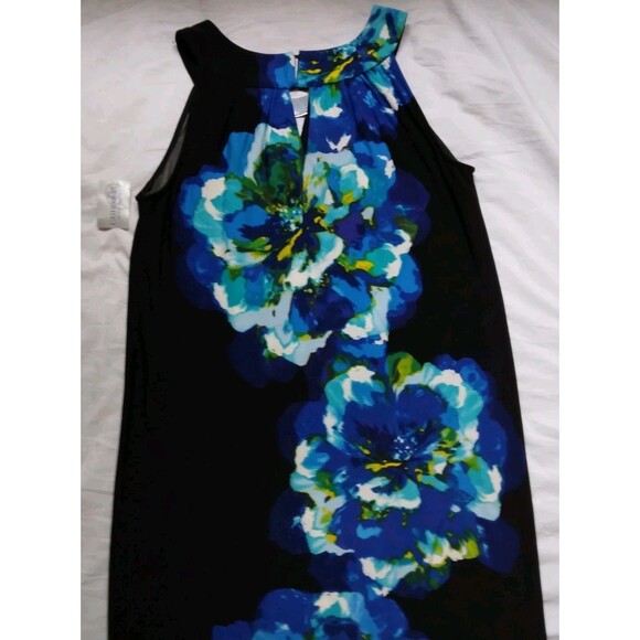 Catherines Maxi Dress Black Blue Floral Sleeveless Stretch Tropical  Womens 0X - Picture 7 of 9